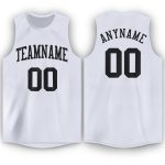 Custom Name Number Basketball Jersey Round Neck White Black - Personalized Team Apparel Personalized White Black Round Neck