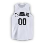 Custom Name Number Basketball Jersey Round Neck White Black - Personalized Team Apparel Personalized White Black Round Neck