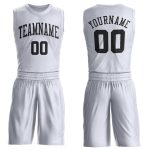 Personalized Basketball Jersey for Men - White and Black Round Neck Suit Personalized White Black Round Neck Suit Basketball