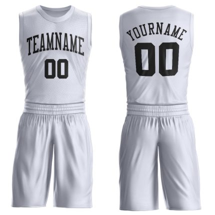 Personalized Basketball Jersey for Men - White and Black Round Neck Suit Personalized White Black Round Neck Suit Basketball