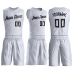 Custom Name Number Basketball Jersey, Personalized White Black Round Neck Suit Personalized White Black Round Neck Suit Basketball
