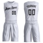 Custom Name Number Basketball Jersey, Personalized White Black Round Neck Suit Personalized White Black Round Neck Suit Basketball