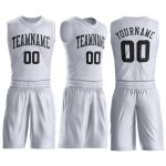 Personalized Basketball Jersey for Men - White and Black Round Neck Suit Personalized White Black Round Neck Suit Basketball