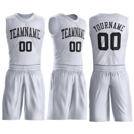 Personalized Basketball Jersey for Men - White and Black Round Neck Suit Personalized White Black Round Neck Suit Basketball