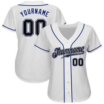 Custom Name and Number Authentic Baseball Jersey - Personalized Black-Royal Design Personalized White Black-Royal Authentic