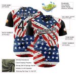 Custom American Flag Baseball Jersey Personalized Team Name Number 3D Patriotic Design in White Black Royal Red Personalized