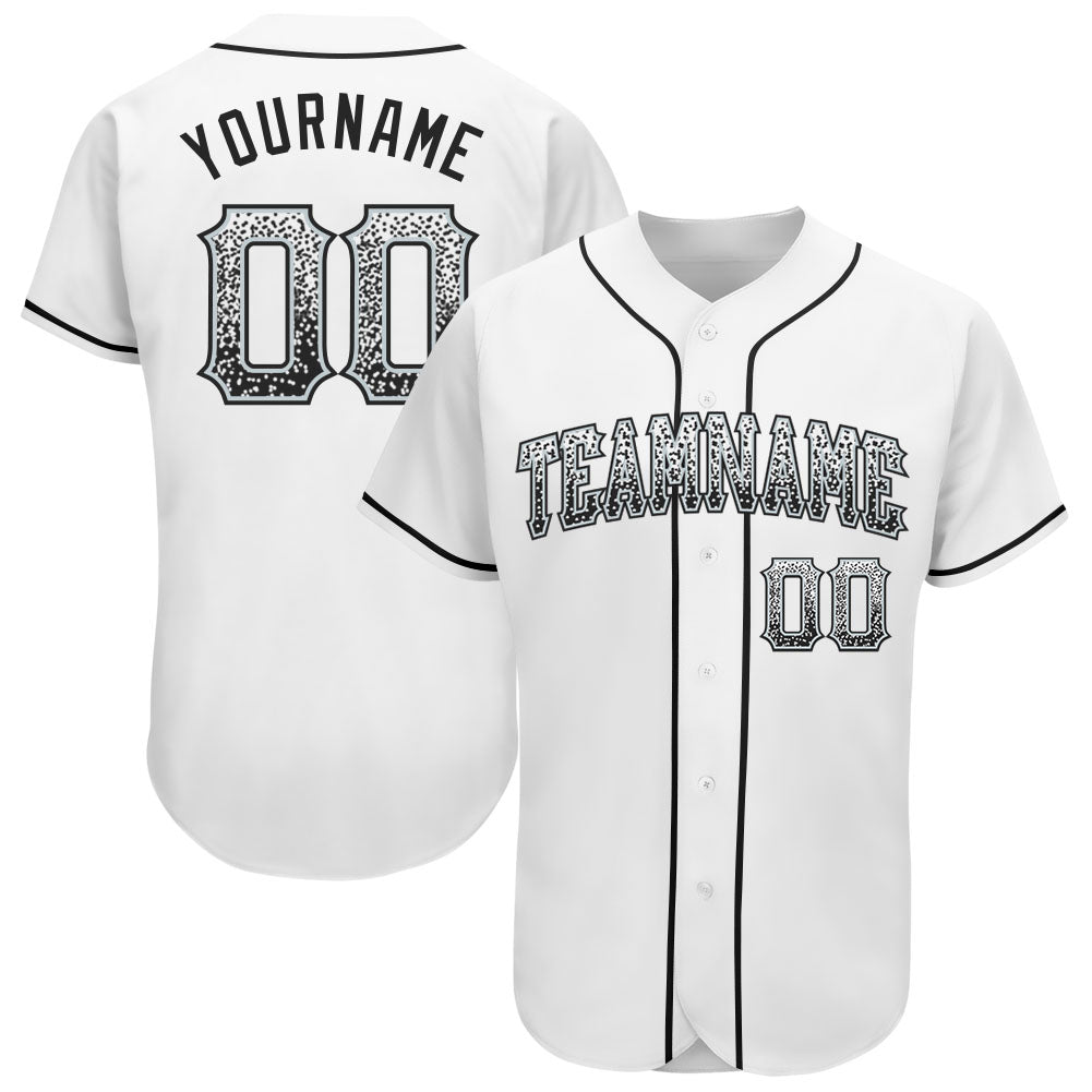 Custom Name Number Authentic Drift Fashion Baseball Jersey Black Silver White Personalized White Black-Silver Authentic Drift