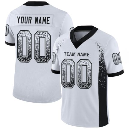 Custom Name Number Personalized Football Jersey - White Black Silver Mesh Drift Fashion Team Apparel Personalized White Black-Silver