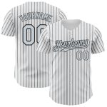 Custom Silver-Black Authentic Baseball Jersey with Personalized Name and Number - White Black Silver Pinstripe Design Personalized