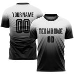 Custom Name and Number Soccer Jersey - Personalized Fade Fashion Uniform in White and Black Personalized White Black Sublimation