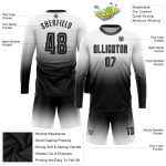 Custom Name and Number Soccer Jersey - Personalized Long Sleeve Fade Fashion Team Uniform in White and Black Personalized