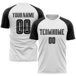 Custom Name and Number Soccer Jersey Personalized Sublimation Uniform - White and Black Team Apparel Personalized White Black