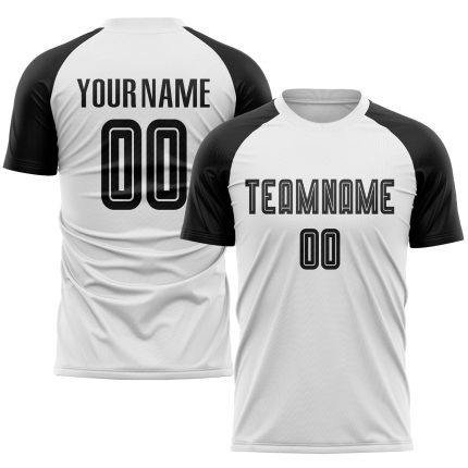Custom Name and Number Soccer Jersey Personalized Sublimation Uniform - White and Black Team Apparel Personalized White Black