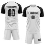 Custom Name and Number Soccer Jersey Personalized Sublimation Uniform - White and Black Team Apparel Personalized White Black
