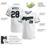Custom Authentic Baseball Jersey with Personalized Name and Number, White Black-Teal Personalized White Black-Teal Authentic