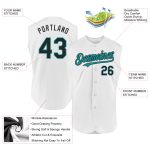 Personalized Authentic Sleeveless Baseball Jersey - White Black Teal Design Personalized White Black-Teal Authentic Sleeveless