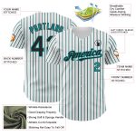 Custom Black Teal Authentic Baseball Jersey with Personalized Name and Number - White with Black Teal Pinstripe Personalized