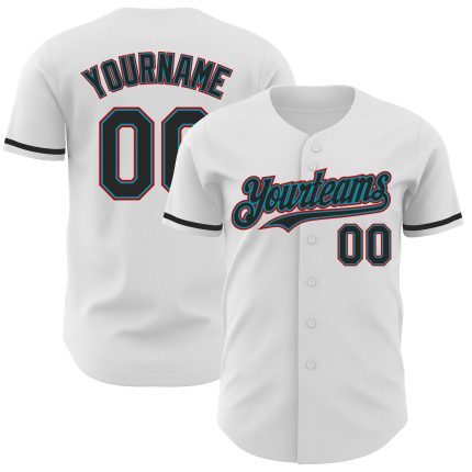Custom Authentic Baseball Jersey with Personalized Name and Number - White Black Teal Red Team Gear Personalized White Black