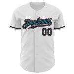 Custom Authentic Baseball Jersey with Personalized Name and Number - White Black Teal Red Team Gear Personalized White Black