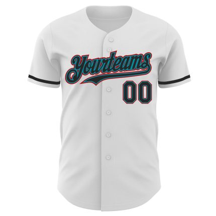 Custom Authentic Baseball Jersey with Personalized Name and Number - White Black Teal Red Team Gear Personalized White Black