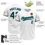 Custom Name and Number Unisex Softball Jersey in White Black-Teal - Personalized Two-Button Team Apparel Personalized White