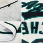 Custom Name and Number Unisex Softball Jersey in White Black-Teal - Personalized Two-Button Team Apparel Personalized White