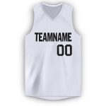 Customizable Black and White V-Neck Basketball Jersey - Perfect for Team or Fan Apparel Personalized White Black V-Neck Basketball