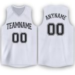 Custom Name and Number Basketball Jersey - Personalized White and Black V-Neck Edition Personalized White Black V-Neck Basketball