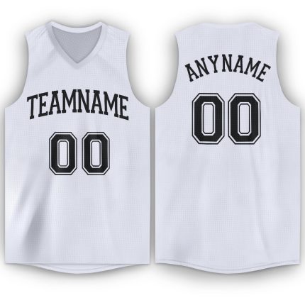 Custom Name and Number Basketball Jersey - Personalized White and Black V-Neck Edition Personalized White Black V-Neck Basketball