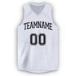 Custom Name and Number Basketball Jersey - Personalized White and Black V-Neck Edition Personalized White Black V-Neck Basketball