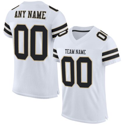 Customizable Black Vegas Gold Football Jersey with Personalized Name and Number - Authentic Mesh Team Apparel Personalized