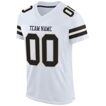 Customizable Black Vegas Gold Football Jersey with Personalized Name and Number - Authentic Mesh Team Apparel Personalized