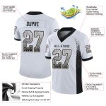 Personalized Football Jersey with Custom Name and Number, White Black Vegas Gold Mesh Drift Style for Team Wear Personalized