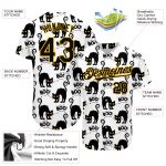 Custom Cat Baseball Jersey with 3D Black-Yellow Pattern | Personalized Name and Number Personalized White Black-Yellow 3D