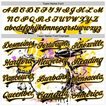 Custom Abstract Drum Set Baseball Jersey with 3D Pattern Design for Music Festivals - Personalized Name and Number, White Black-Yellow