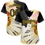 Personalized Music Festival Baseball Jersey, Custom Name & Number, 3D Pattern Design for International Jazz Day, Black-Yellow, White