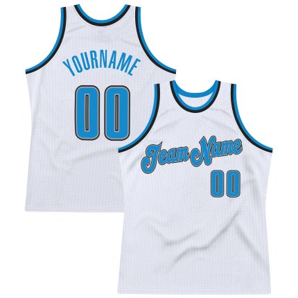 Custom Name and Number Personalized Authentic Basketball Jersey - White Blue-Black Throwback Team Jersey Personalized White