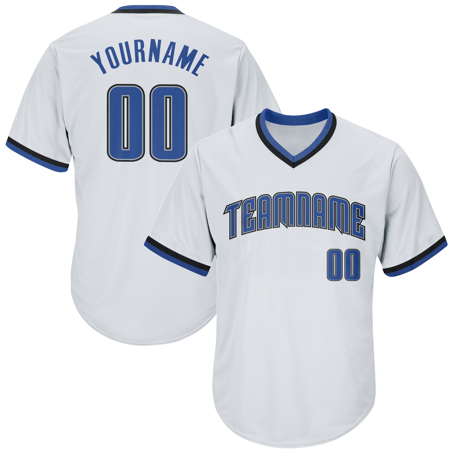 Custom Personalized Authentic Throwback Baseball Jersey Shirt with Name and Number - White Blue-Black Rib-Knit Personalized