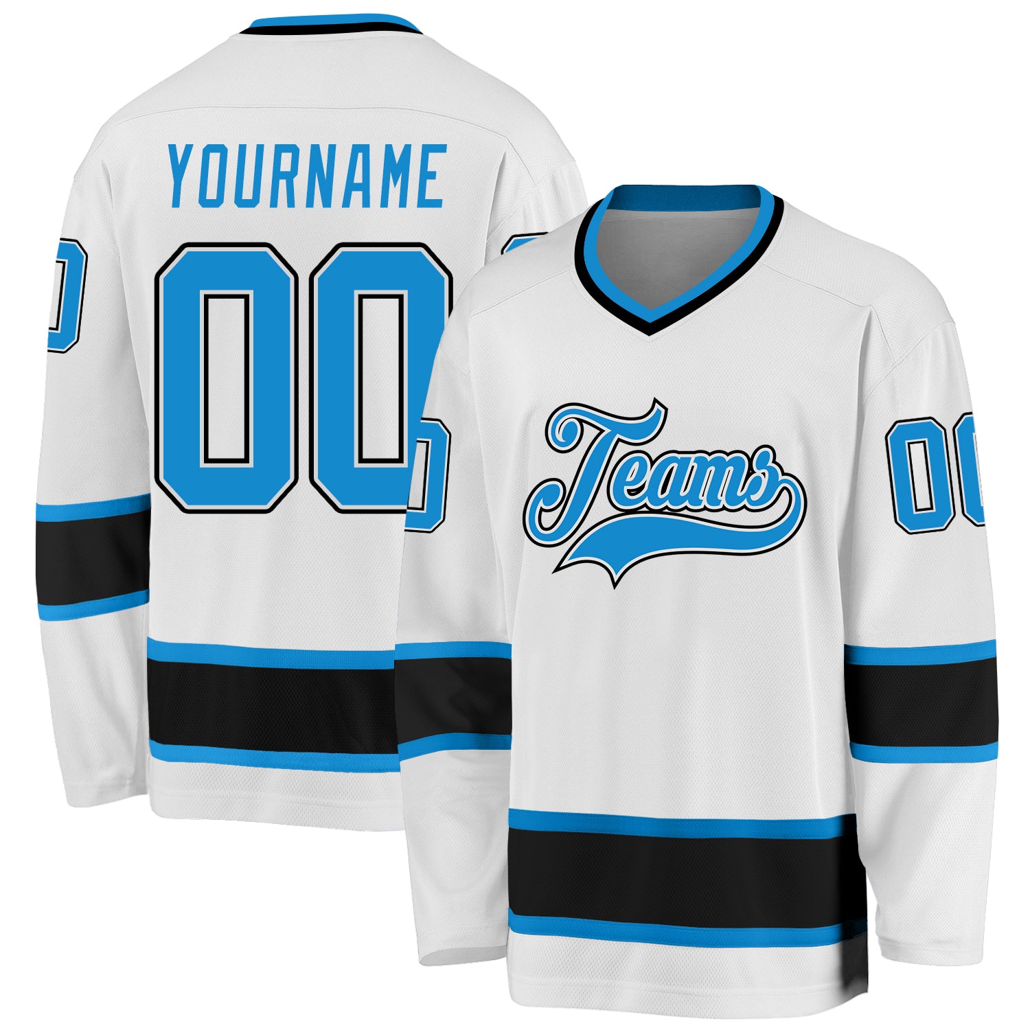 Custom Name Number Hockey Jersey - Personalized Blue Black White Team Jersey Personalized White Blue-Black Hockey Jersey