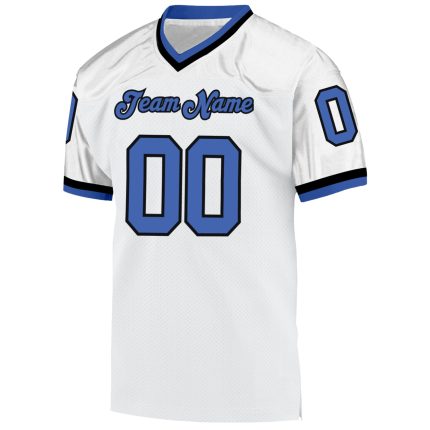 Custom Personalized Football Jersey - Authentic Throwback Design in White, Blue, and Black with Custom Name and Number Personalized