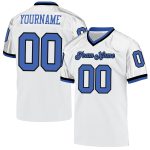 Custom Personalized Football Jersey - Authentic Throwback Design in White, Blue, and Black with Custom Name and Number Personalized