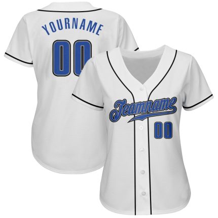 Custom Authentic Baseball Jersey with Personalized Name and Number - White Blue-Gray Team Jersey Personalized White Blue-Gray