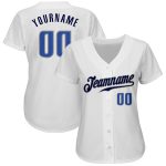 Custom Team Baseball Jersey with Personalized Name and Number - White Blue-Navy Authentic Style Personalized White Blue-Navy