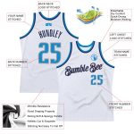 Custom Authentic Basketball Jersey in White Blue-Navy with Personalized Name and Number - Team Design Personalized White
