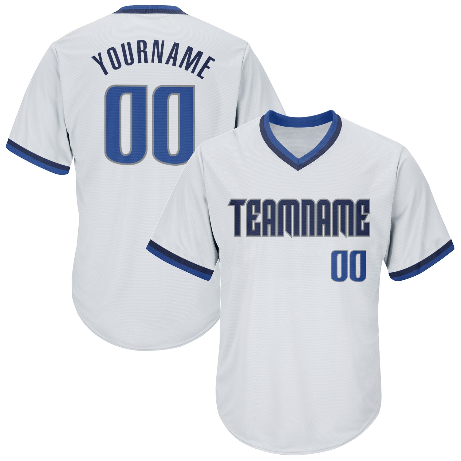 Custom Name Number Authentic Baseball Jersey Shirt Personalized White Blue Navy Rib-Knit Design Personalized White Blue-Navy