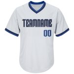 Custom Name Number Authentic Baseball Jersey Shirt Personalized White Blue Navy Rib-Knit Design Personalized White Blue-Navy
