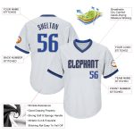 Custom Name Number Authentic Baseball Jersey Shirt Personalized White Blue Navy Rib-Knit Design Personalized White Blue-Navy