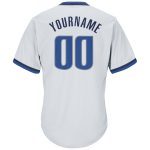 Custom Name Number Authentic Baseball Jersey Shirt Personalized White Blue Navy Rib-Knit Design Personalized White Blue-Navy