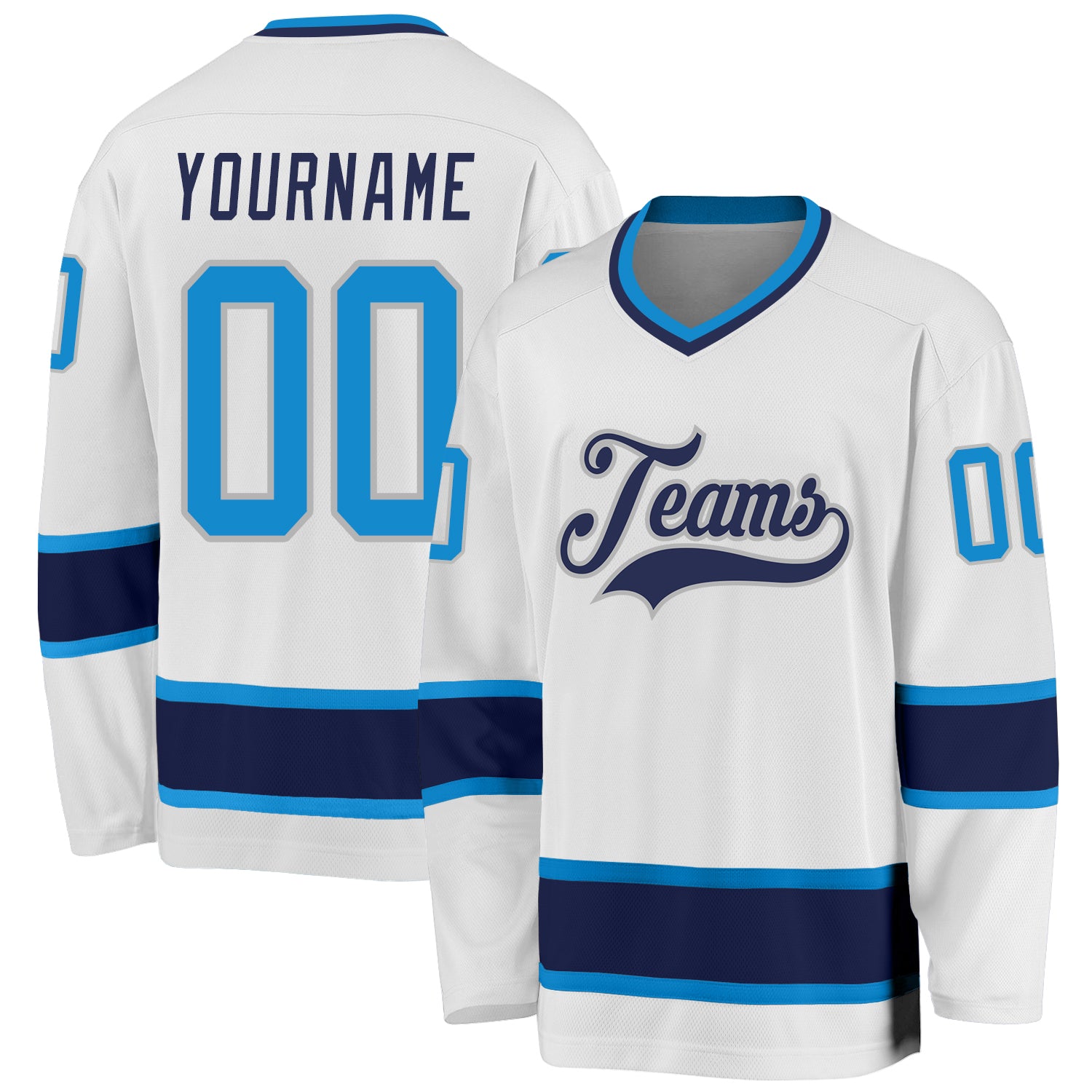 Custom Name Number Hockey Jersey Personalized White Blue Navy Team Personalized White Blue-Navy Hockey Jersey Team Custom