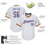 Custom Name and Number Personalized Baseball Jersey Shirt - White Blue Navy-Orange Rib-Knit Authentic Throwback Style Personalized